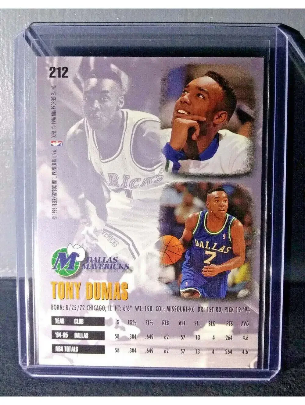 1995-96 Tony Dumas #212 Basketball Card